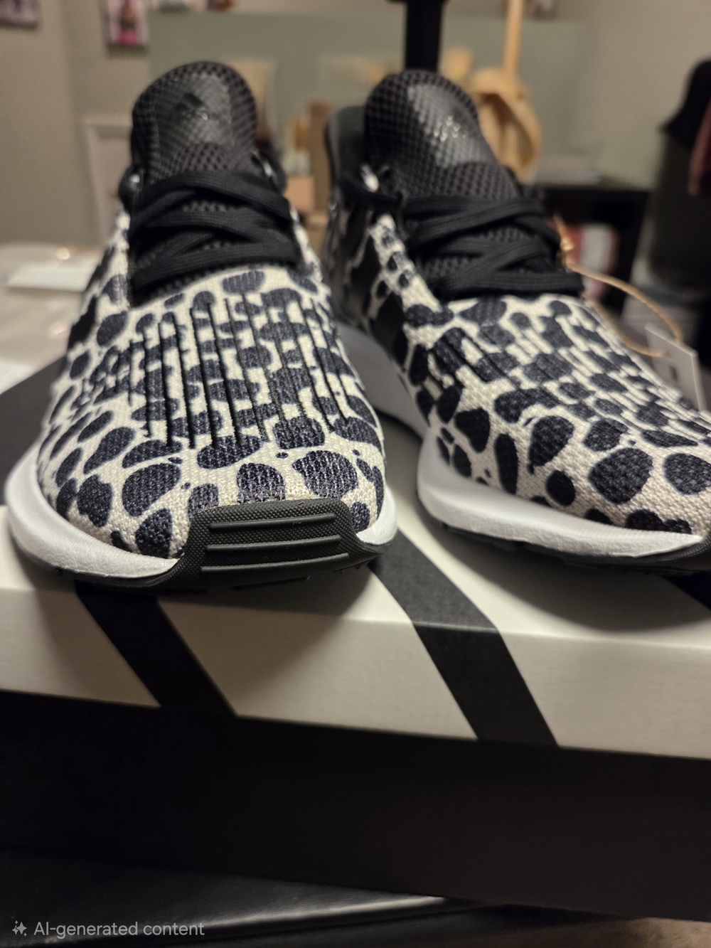 adidas Womens ANIMAL Print Black & White Sneakers